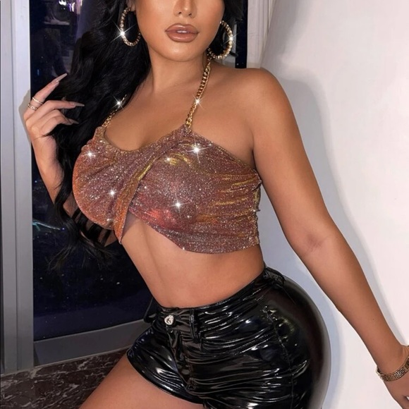 Chain Detail Glitter Halter Top ✨ - Picture 6 of 6